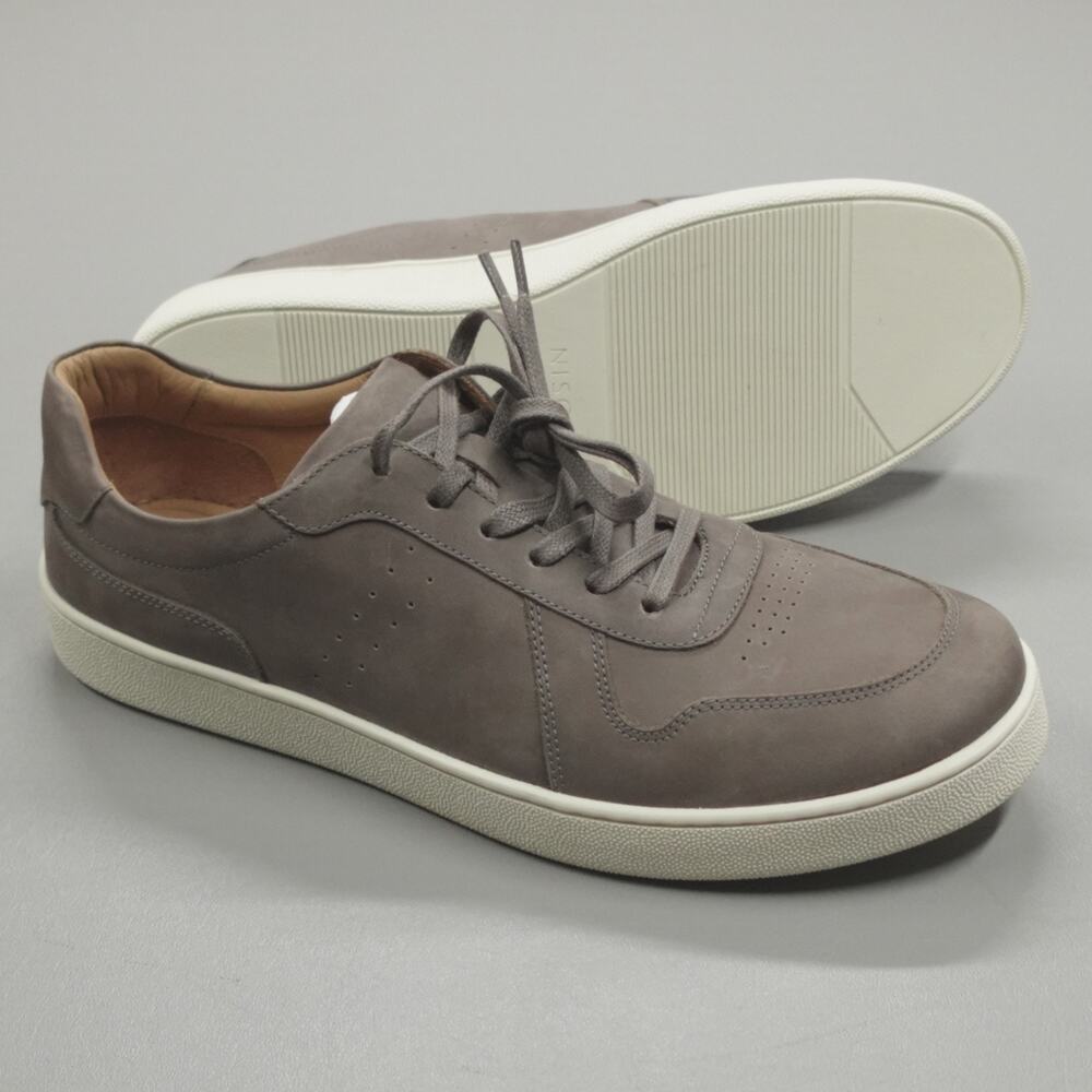 Nisolo Beto Go-To Court Sneaker Leather Grey Men's Size 11